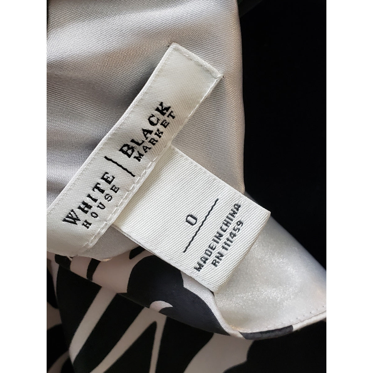 White House Black Market  Silk Sleeveless Dress Black/White Geometric Print 0