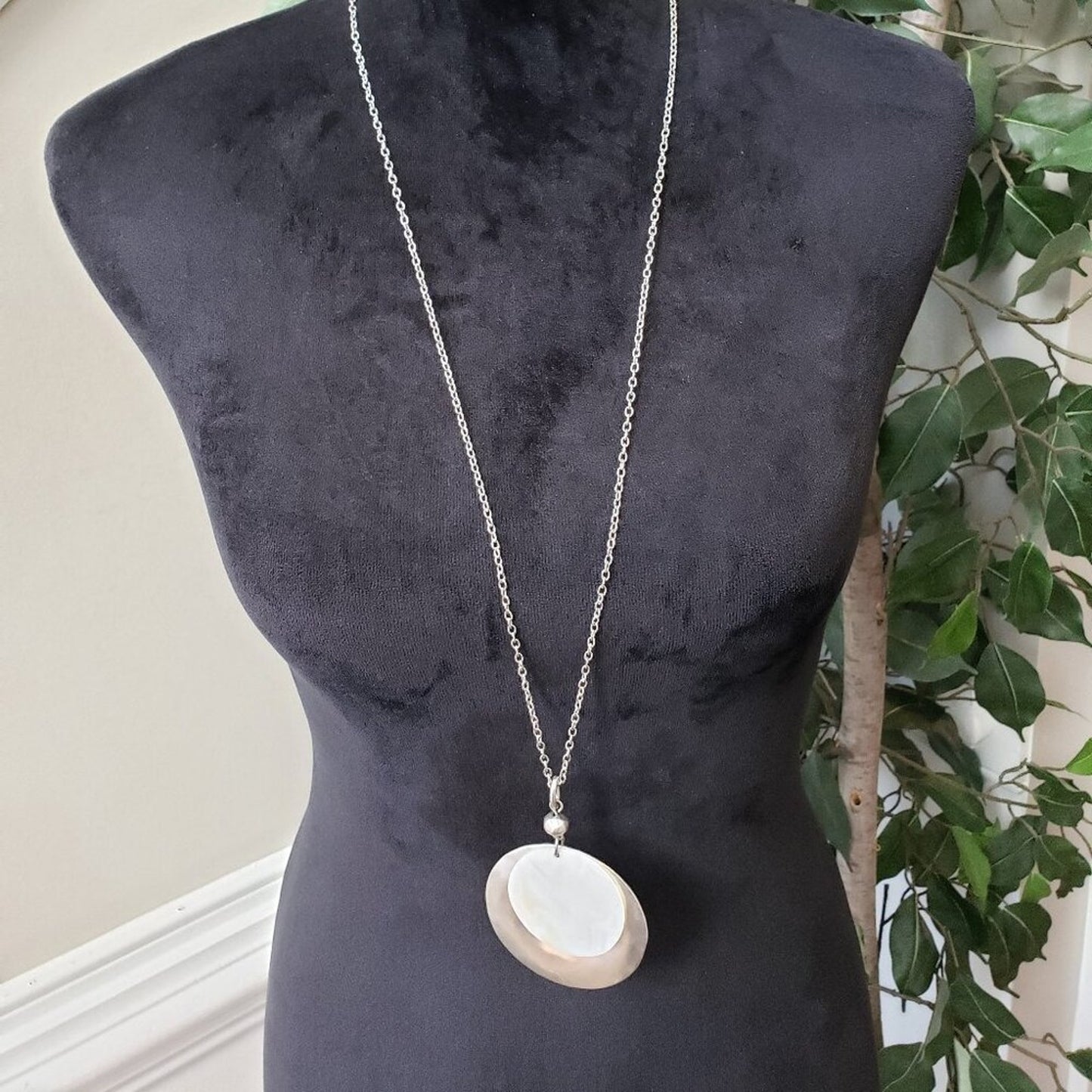 Womens Silver Tone Pendant Bar Link Chain Necklace Jewelry with Lobster Clasp