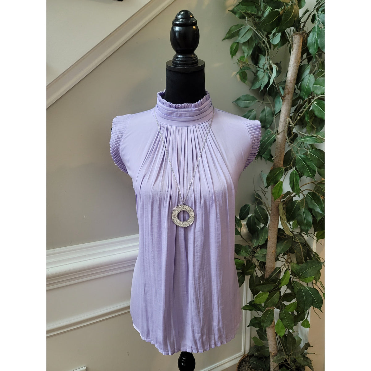 INC International Concepts Blouse Women Size XL Lilac 100% Polyester Sleeveless
