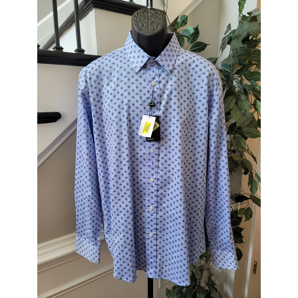 Quieti Button-Down Shirt Men's Size X-Large Sky Blue 100% Cotton Long Sleeves