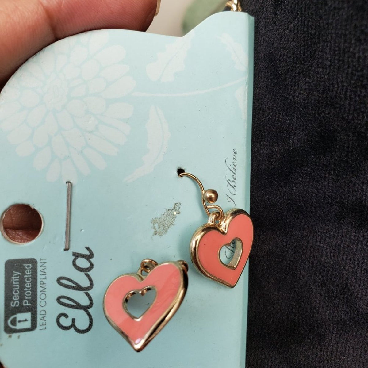 Ella Womens Enamel Heart Linked Gold Tone Collar Detail Necklace with Earring