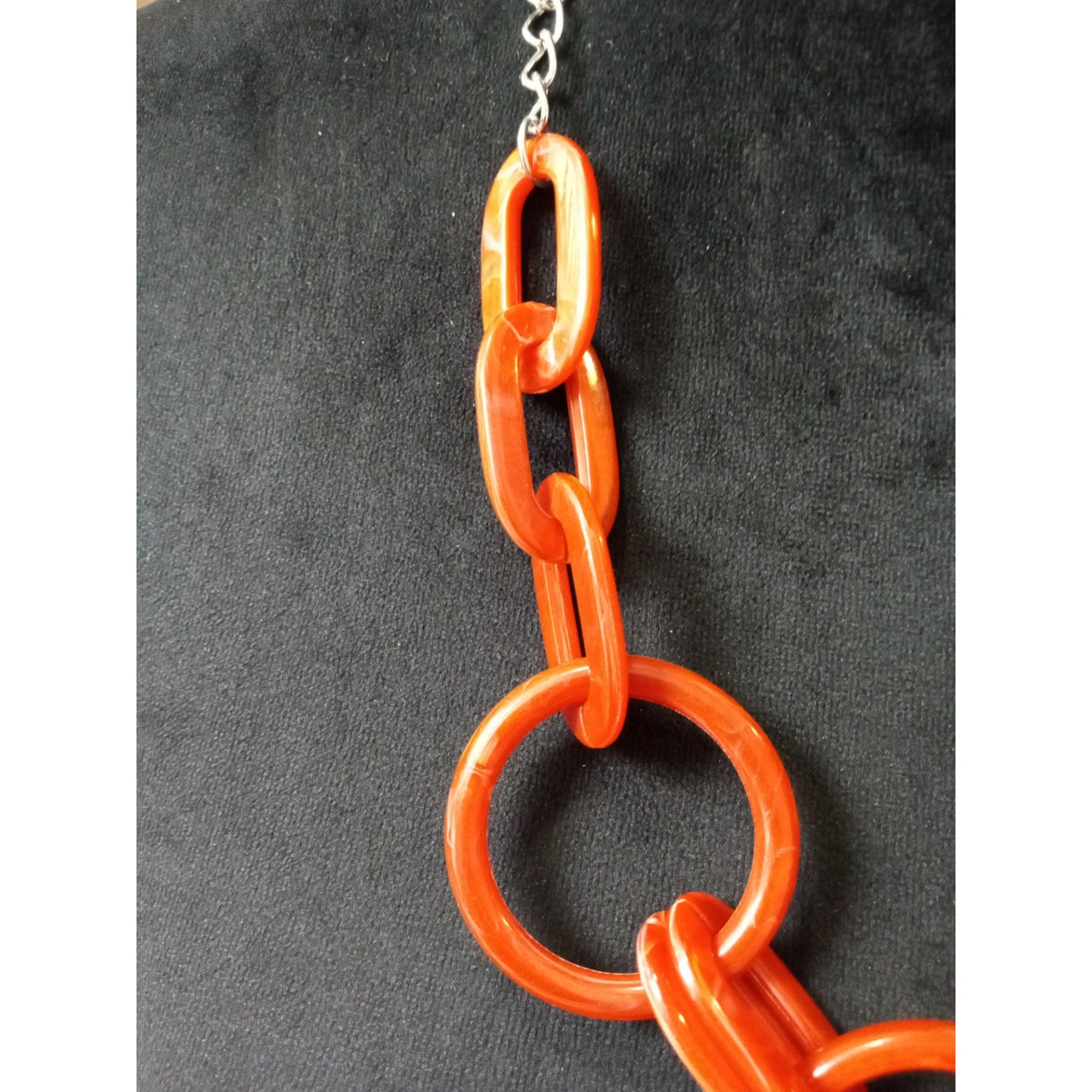 Orange Chunky Chain Link Statement Necklace Oversized Geometric Bib Collar Set