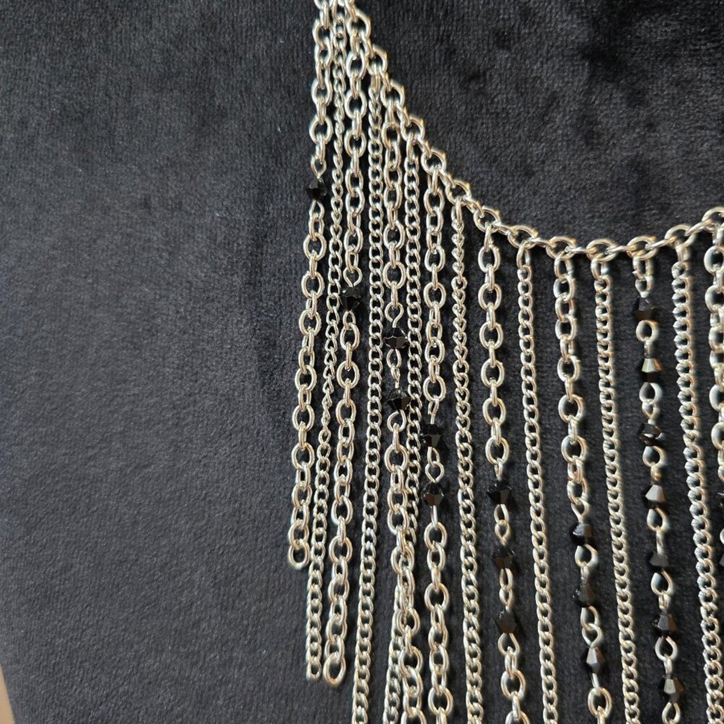 Women Fashion Silver Tone Fringe Chain Necklace Jewelry with Lobster Clasp
