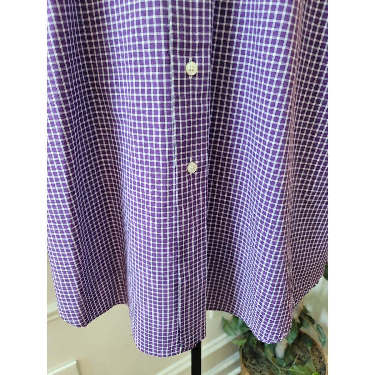Ralph Lauren Button-Down Shirt Men's Size 34/35 Purple 100% Cotton Stretch