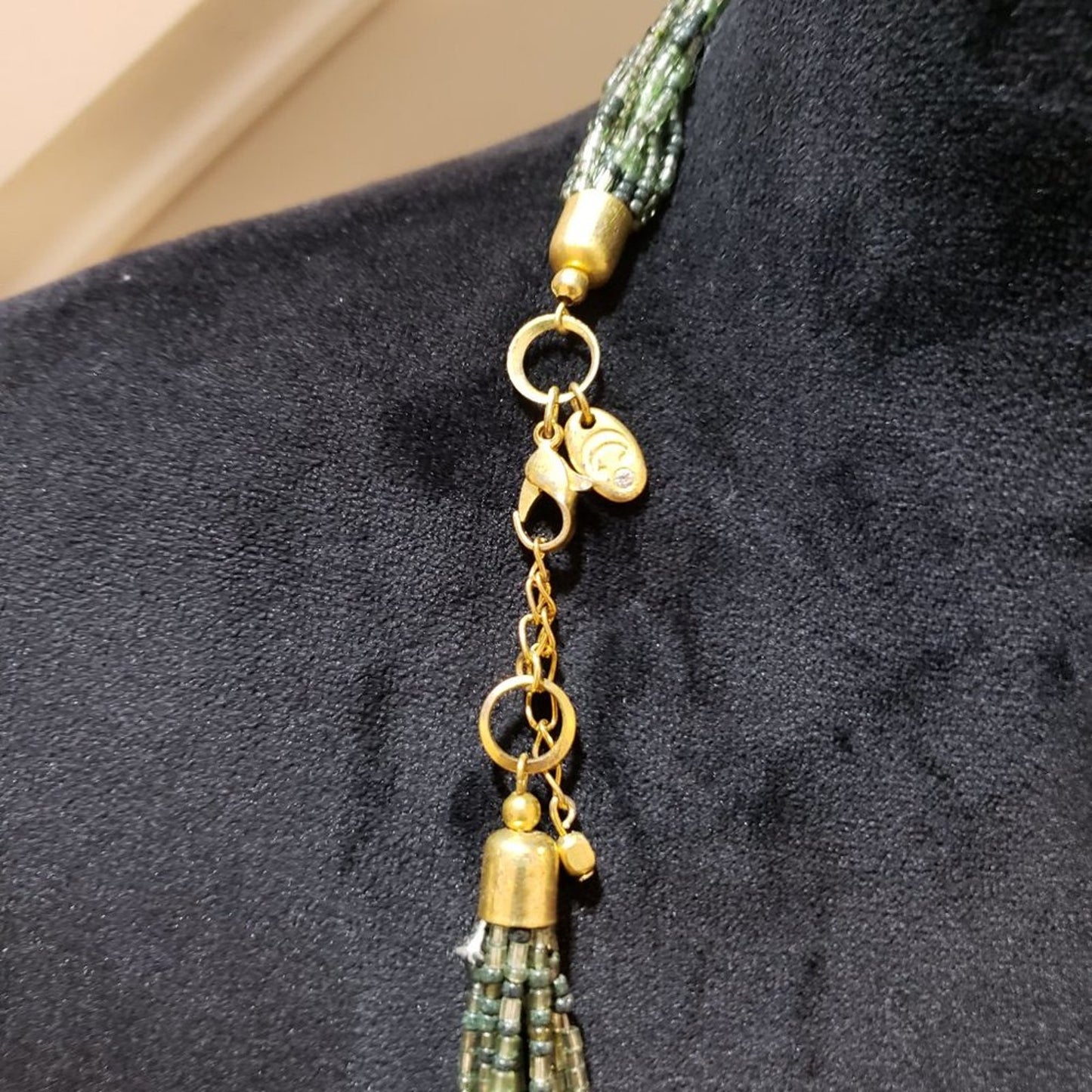 Womens Fashion Green Tassel Beads Multi Strand Collar Necklace w/ Lobster  Clasp