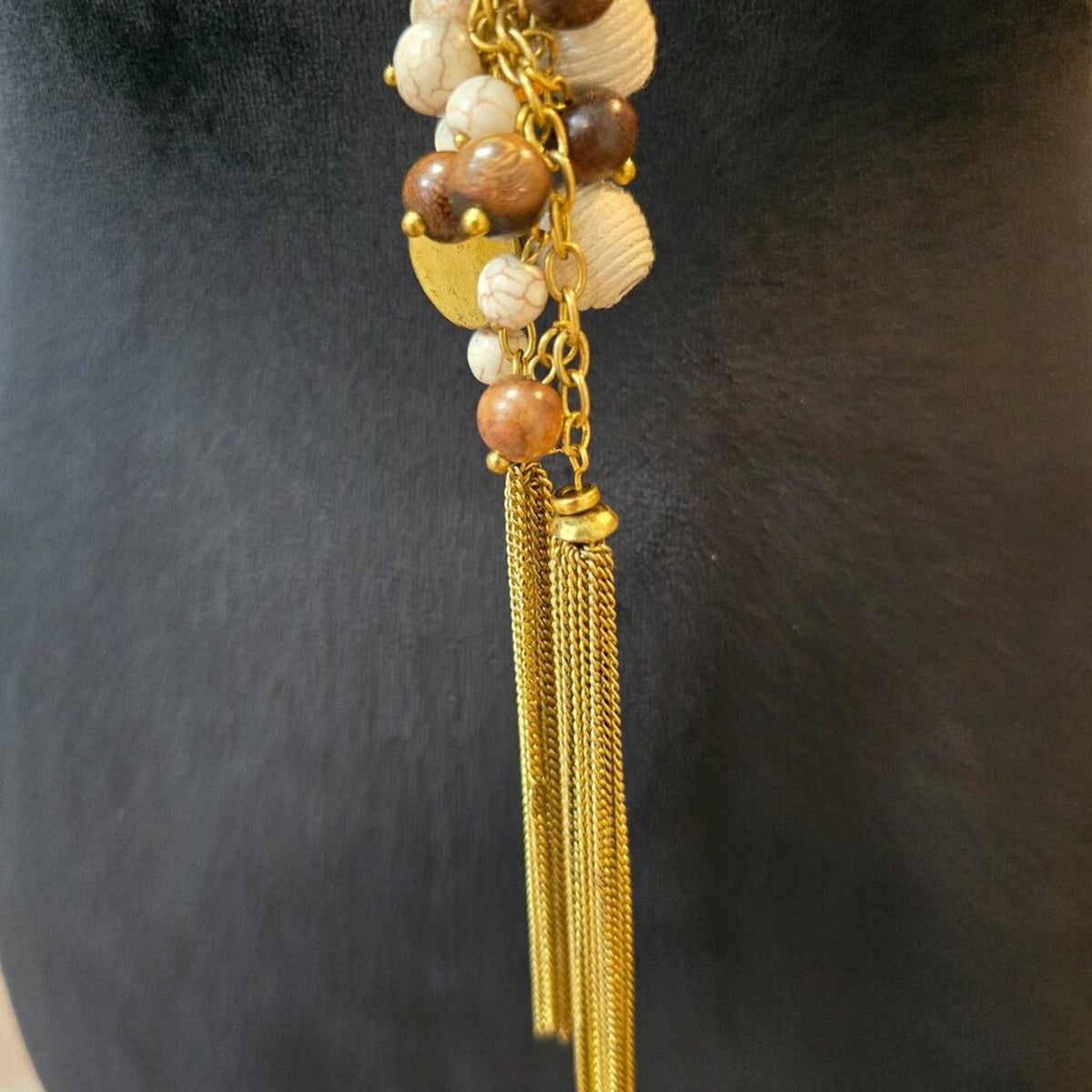 Womens Pearl Drop Chain Tassel Gold Tone Chain Necklace Jewelry w/ Lobster Clasp