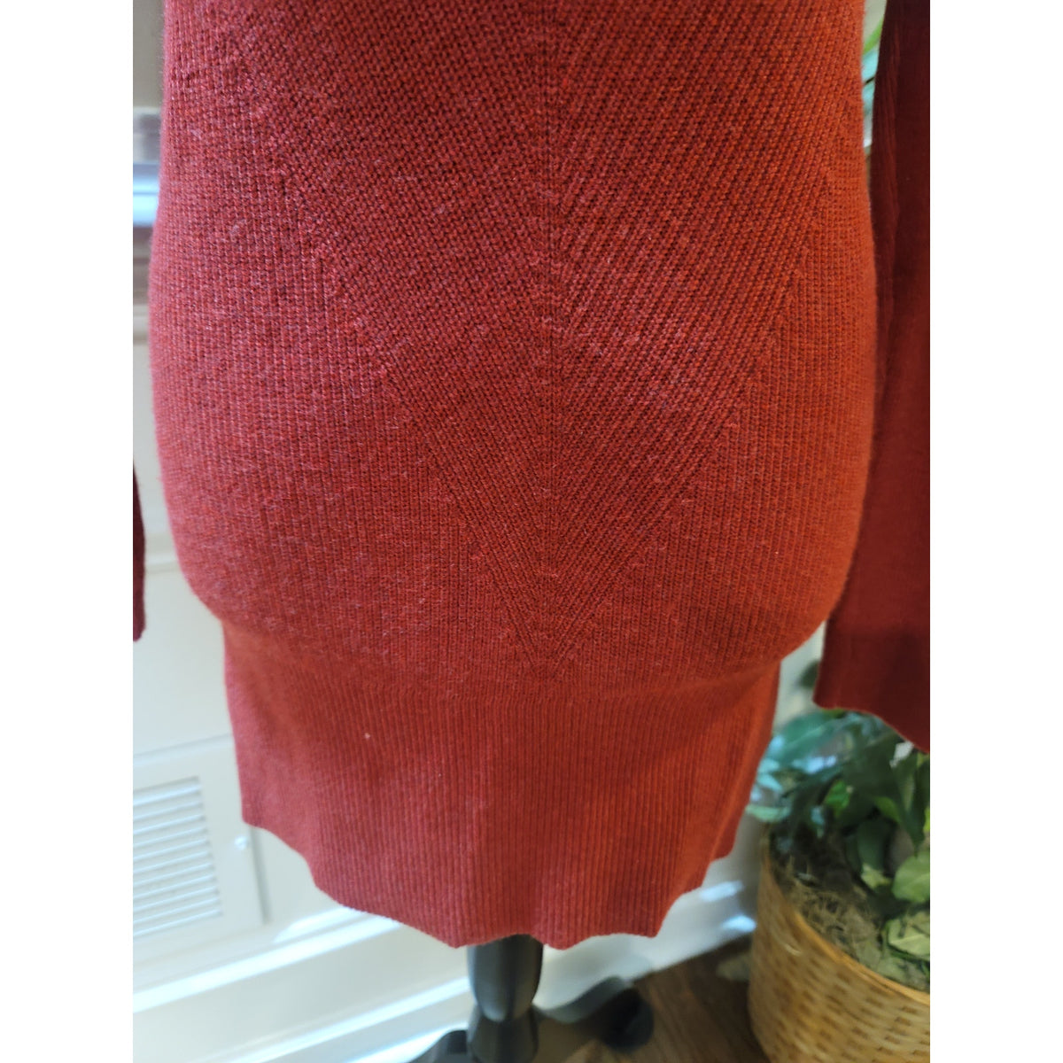 WHBM Tunic Sweater Women's Small Heather Bloodstone Drop Shoulder Ribbed Hem