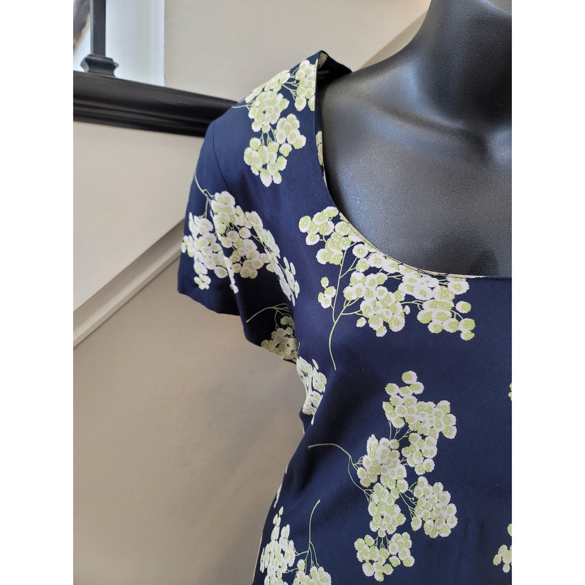 Jessica Howard Maxi Dress Women's Size Medium Navy Blue Floral Short Sleeves