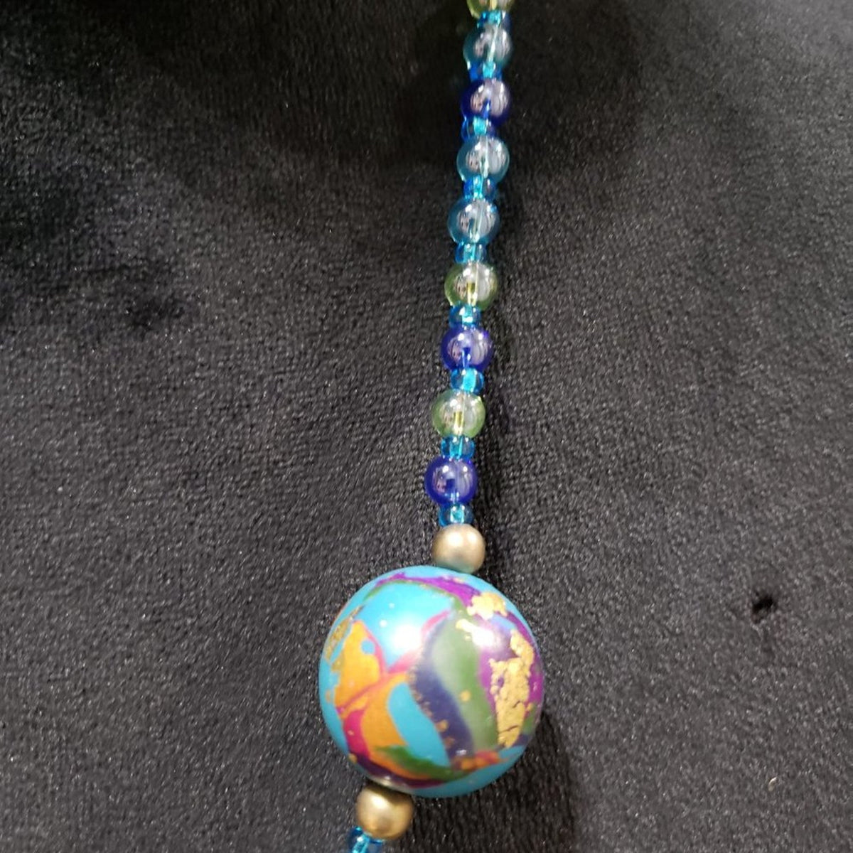 Women Fashion Murano Glass Charm Multi Beaded Long Necklace with Toggle Clasp