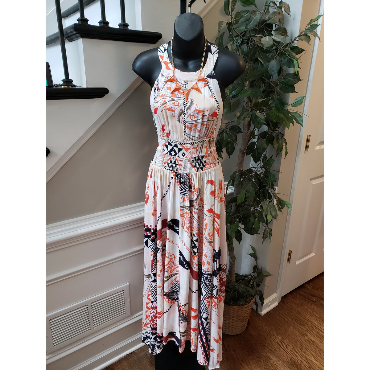 Abel The Label Maxi Dress Women S Multicolor Boho Sleeveless Rayon Sundress