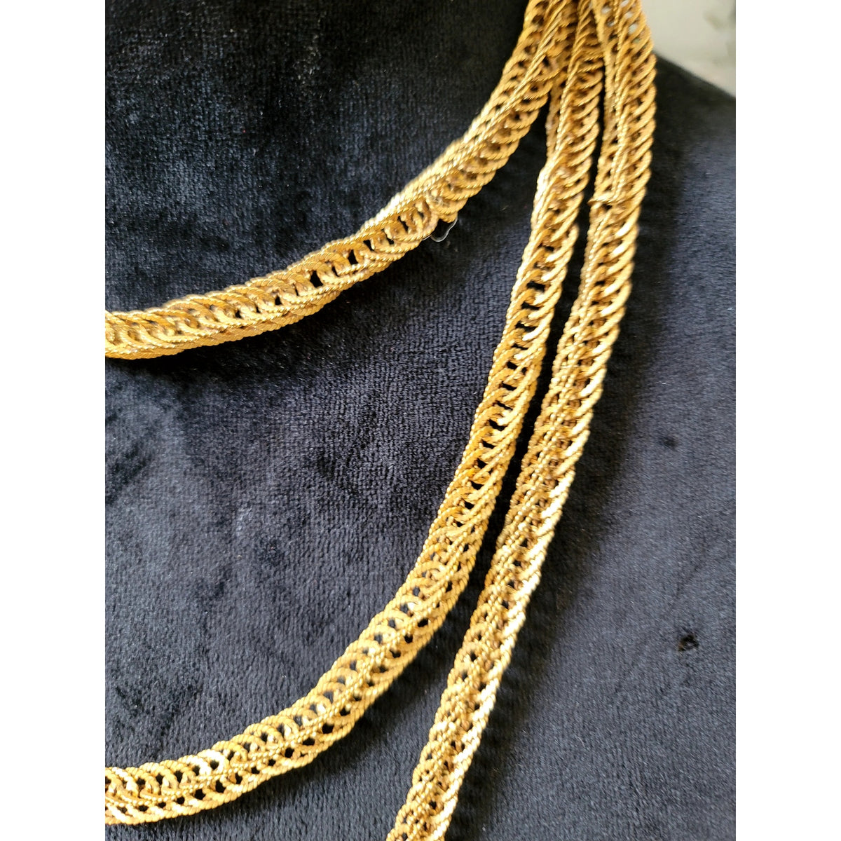 Gold Tone Multi-Strand Snake Chain Necklace Layered Minimalist Statement 30"