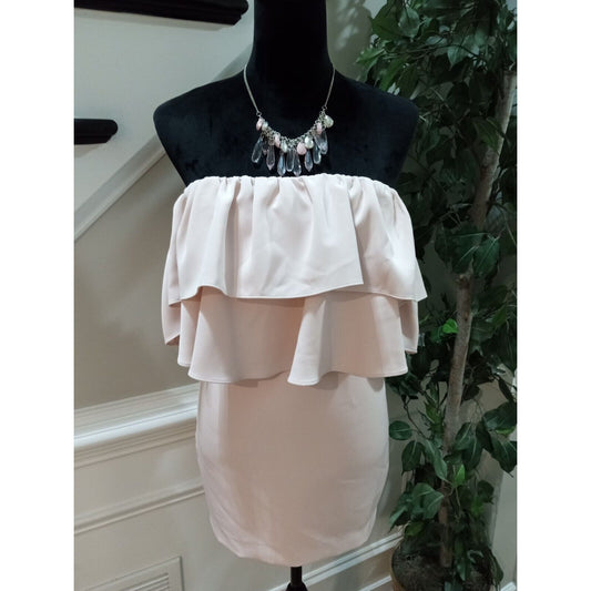 Gianni Bini Women's Pink Ruffle Polyester Off The Shoulder Knee Length Dress 0