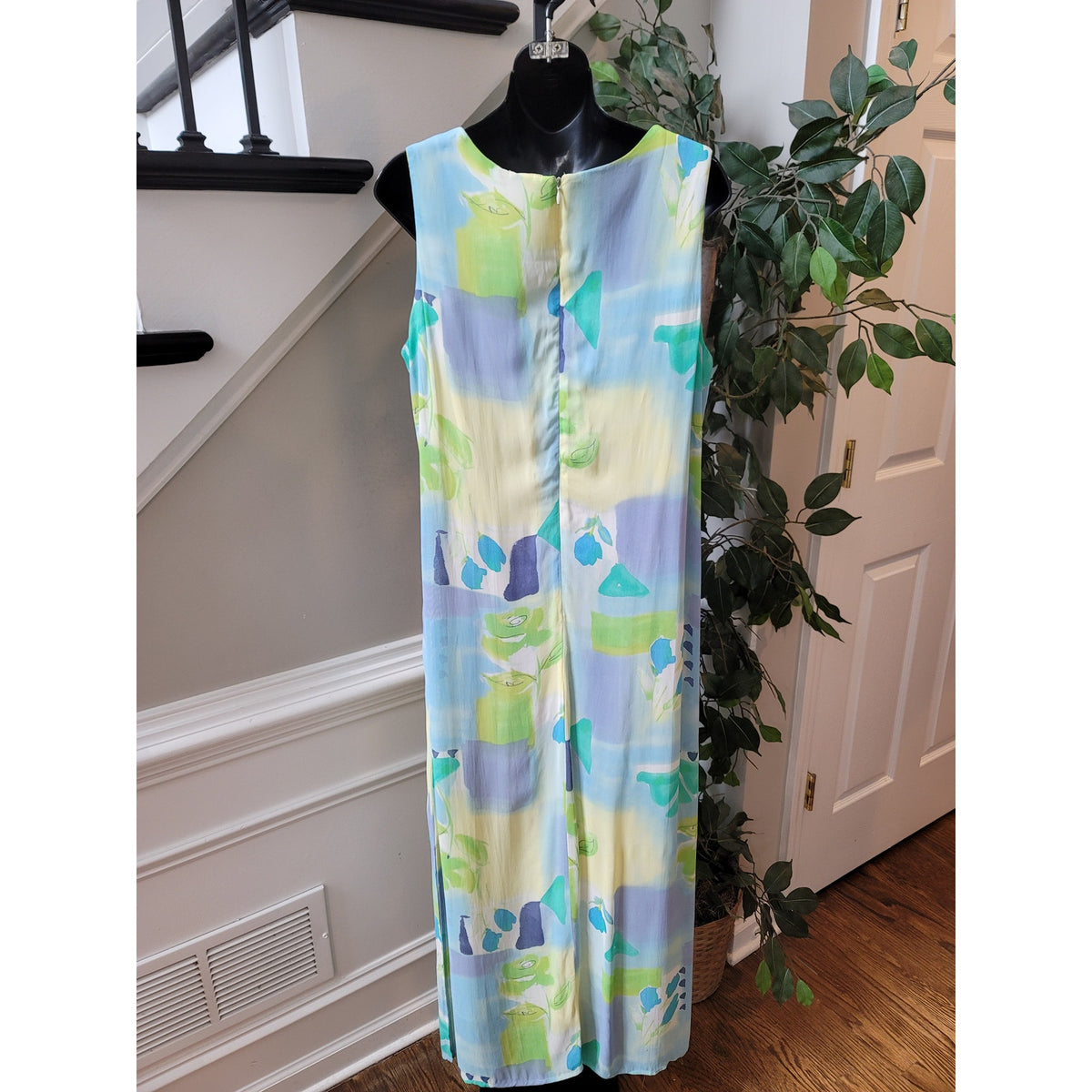 RJ Collection Dress Womens 14 Multicolor Sleeveless Long USA Made Floral