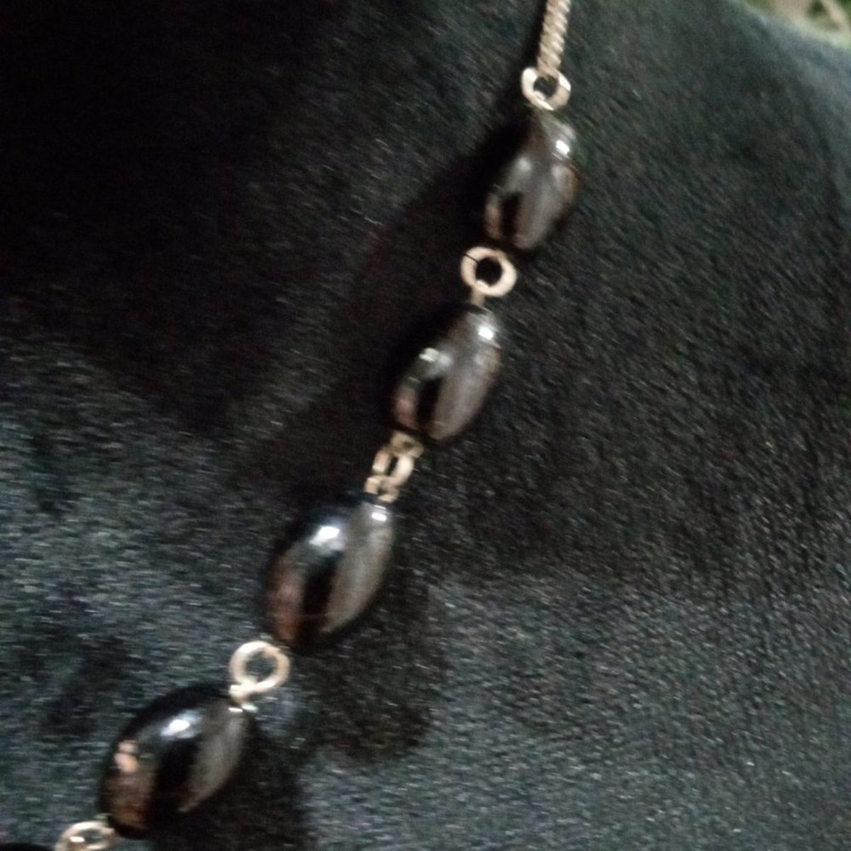 Women Fashion Chunky Black Rhinestones Beaded Collar Necklace with Lobster Clasp