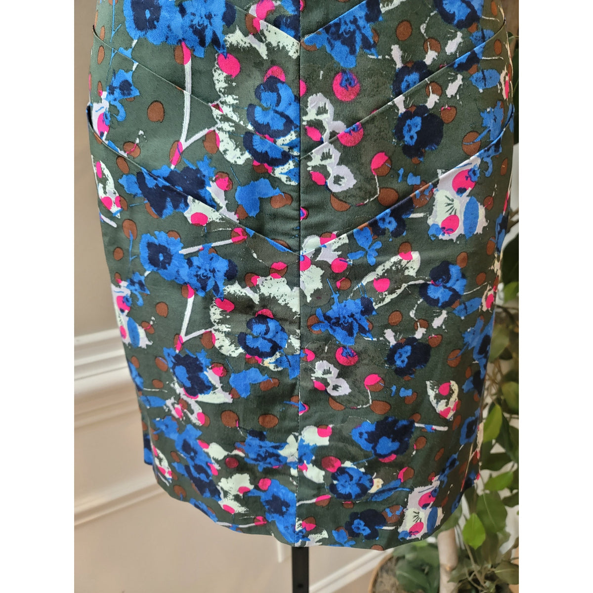 Rachel Rachel Roy Strapless Dress Women's Size 4 Green Floral Fitted Sleeveless