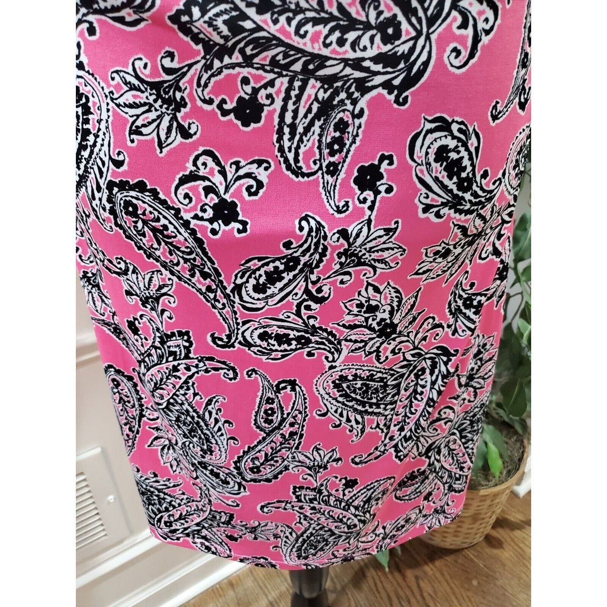 Jones New York Womens Pink Polyester V-Neck Short Sleeve Knee Length Dress Large