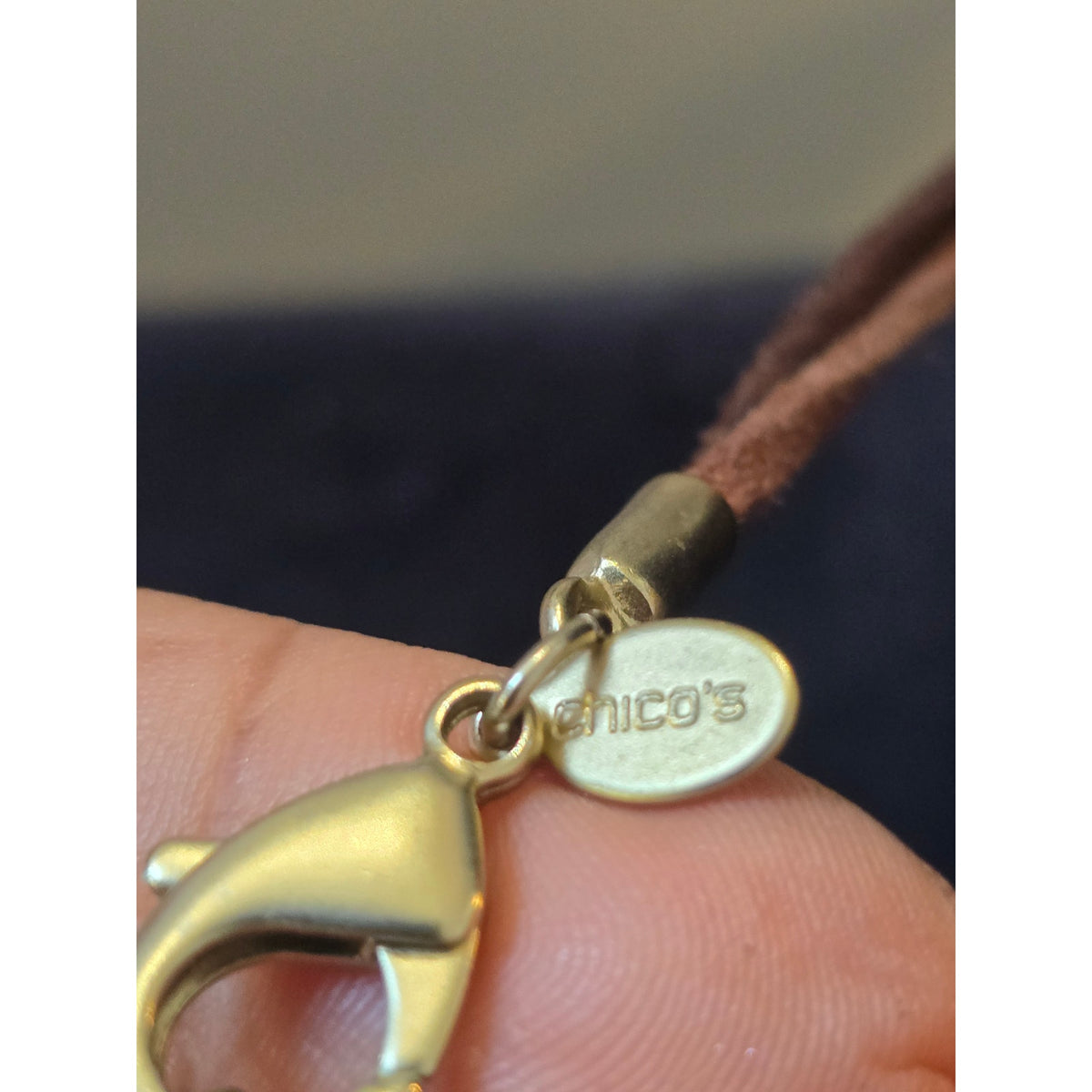 Chico's Women Boho Charm Pendant Necklace Long Leather Cord Statement Jewelry