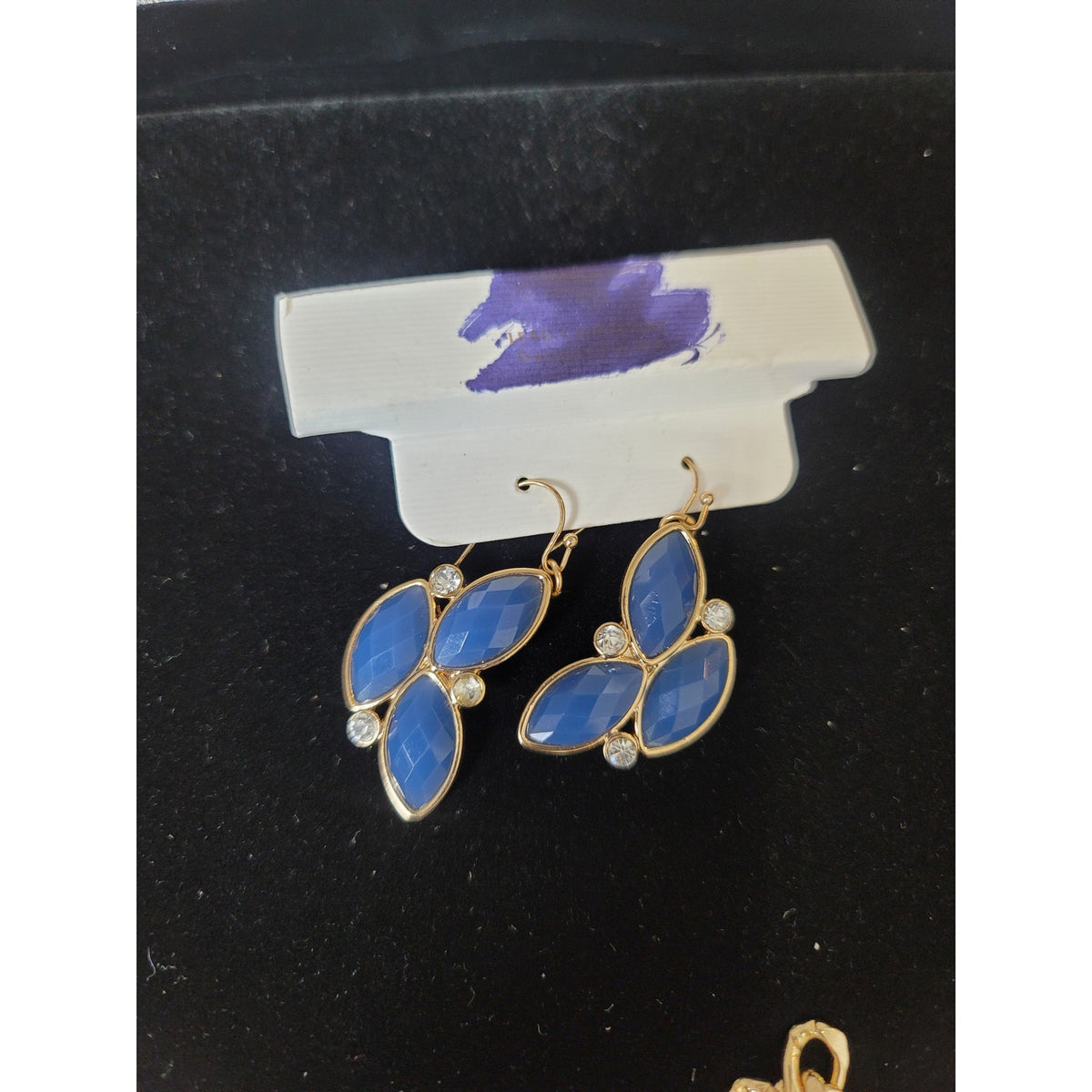 Women Blue and Turquoise Statement Necklace and Earrings Set with Crystal Accent