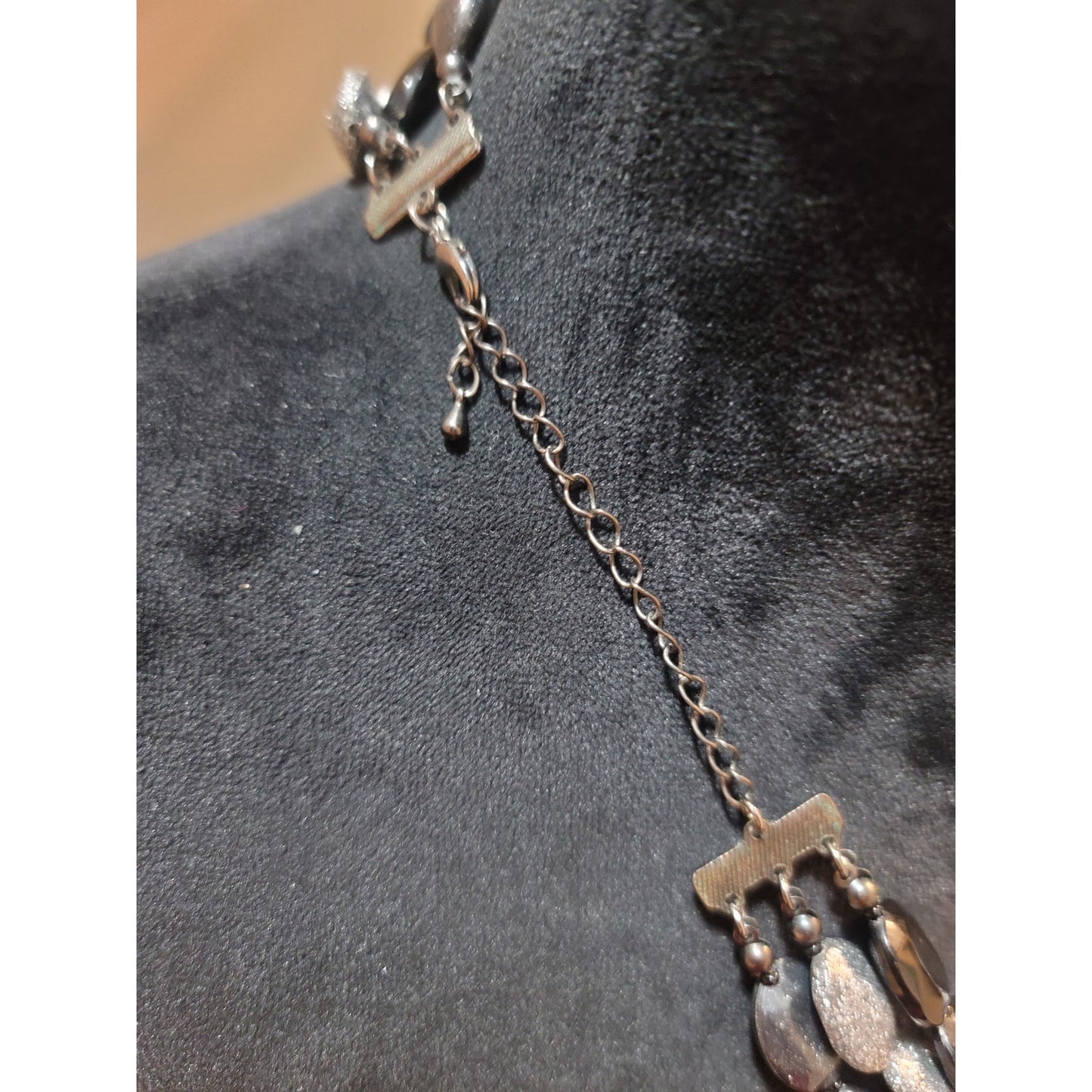 Women's Double Strand Black And Silver Beaded Necklace With Lobster Clasp Lock