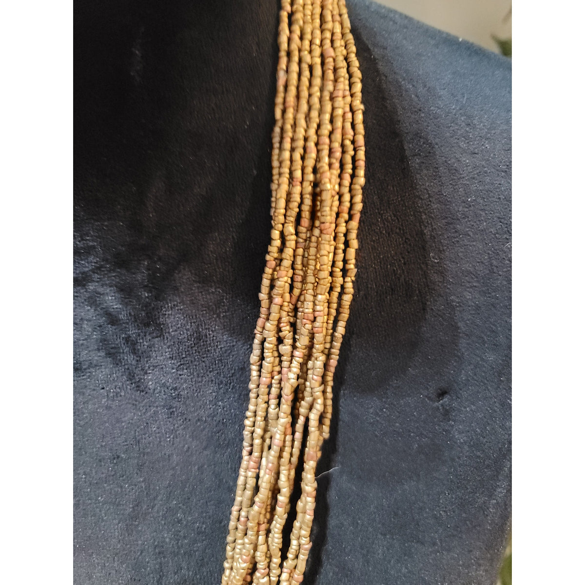 Women's Multi Strand Brass Beaded Fashion Necklace With Hook Clasp Lock