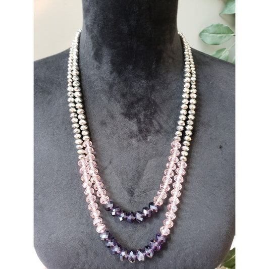 Women’s Multi Strand Crystal Beaded Necklace Lobster Clasp AL-KHAN NY
