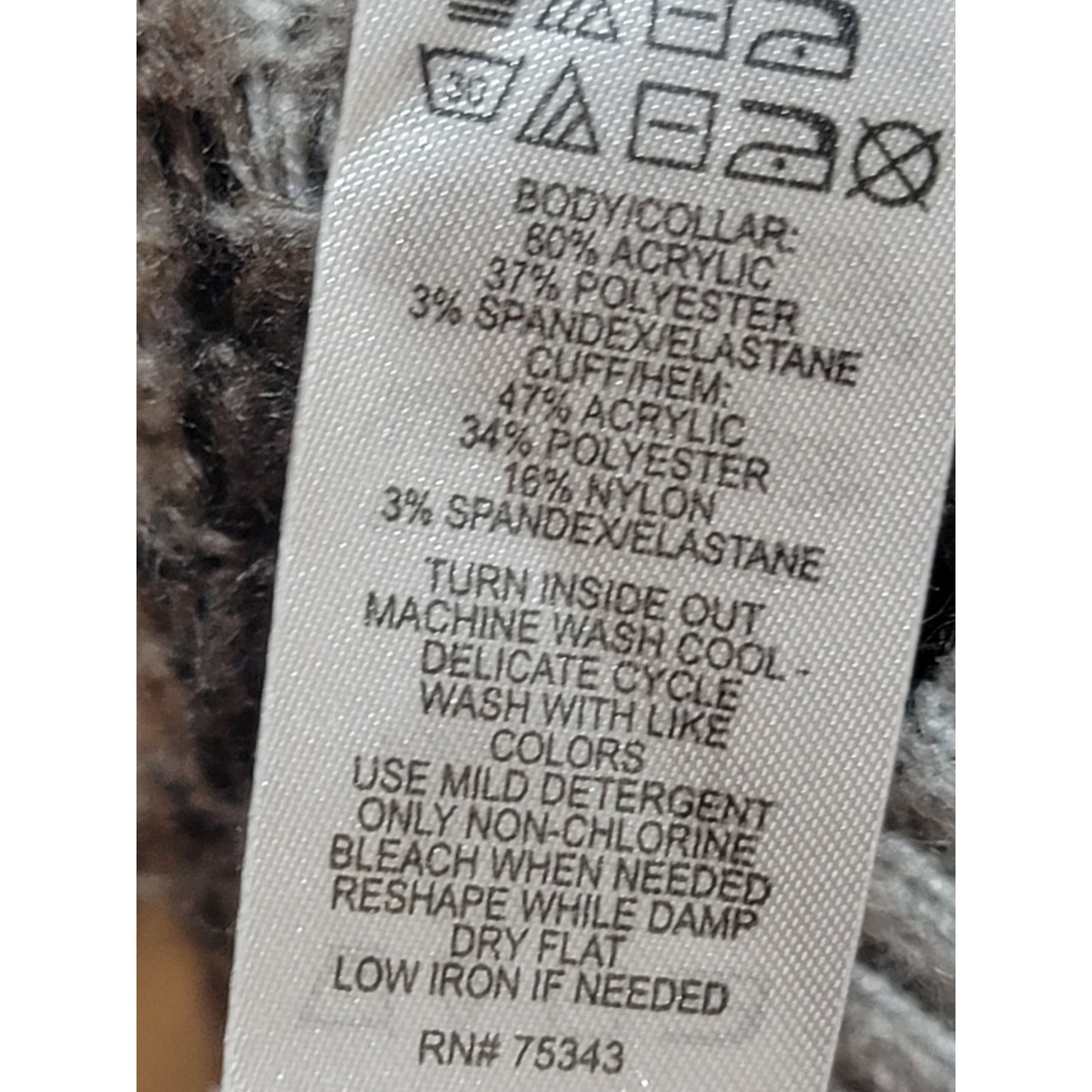 Jessica Simpson Sweater Women's Size Large Gray Black Leopard Print Cowl Neck