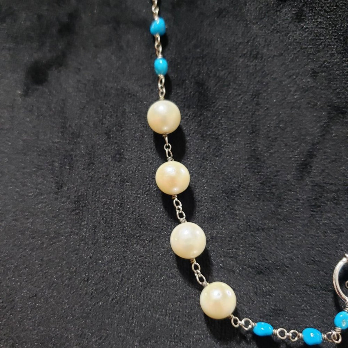 Silver Necklace Delicate Beaded Silver Necklace Pearl Silver Necklace