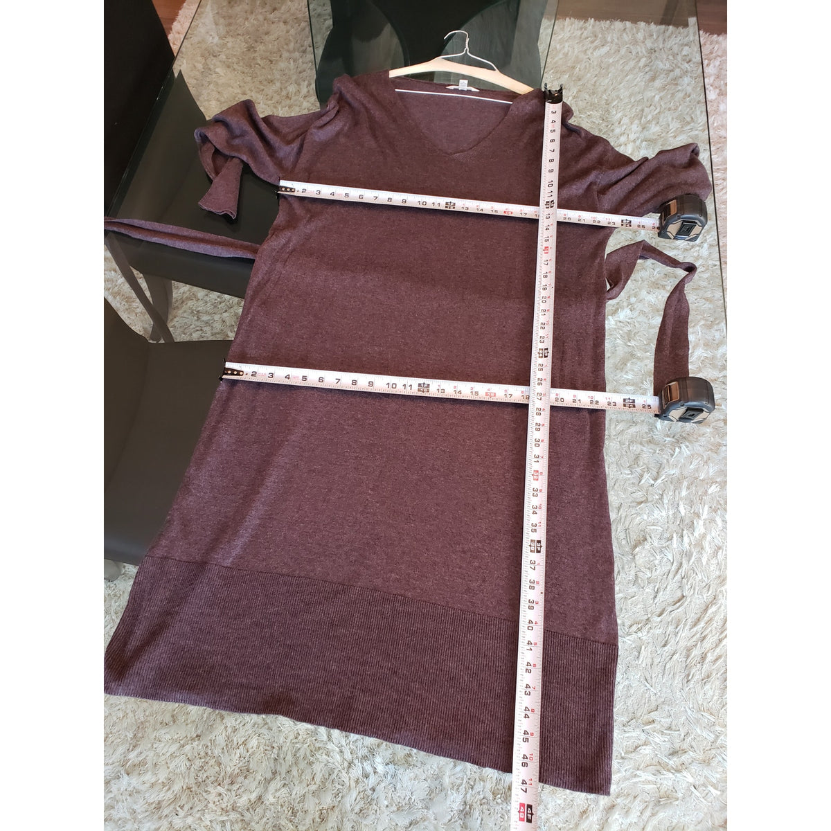 Terra & Sky Maxi Dress Womens 2X Brown Deep Neck Tie Waist Raglan Sleeve & Hem