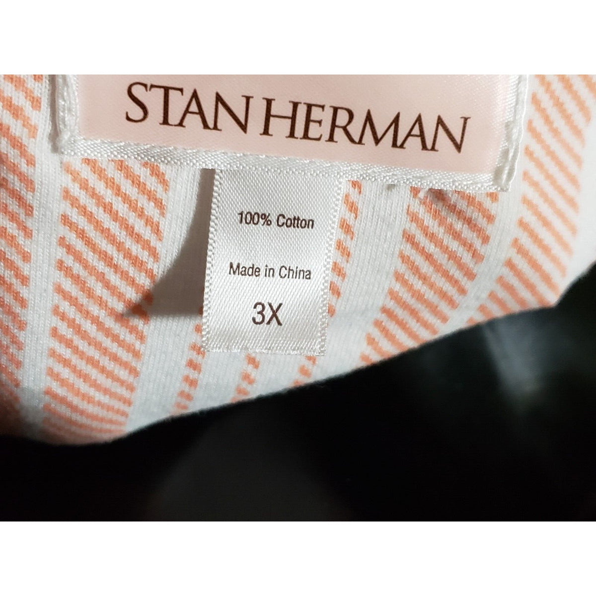 Stan Herman Women White Orange Striped Split Neck Long Sleeve Long Maxi Dress 3X
