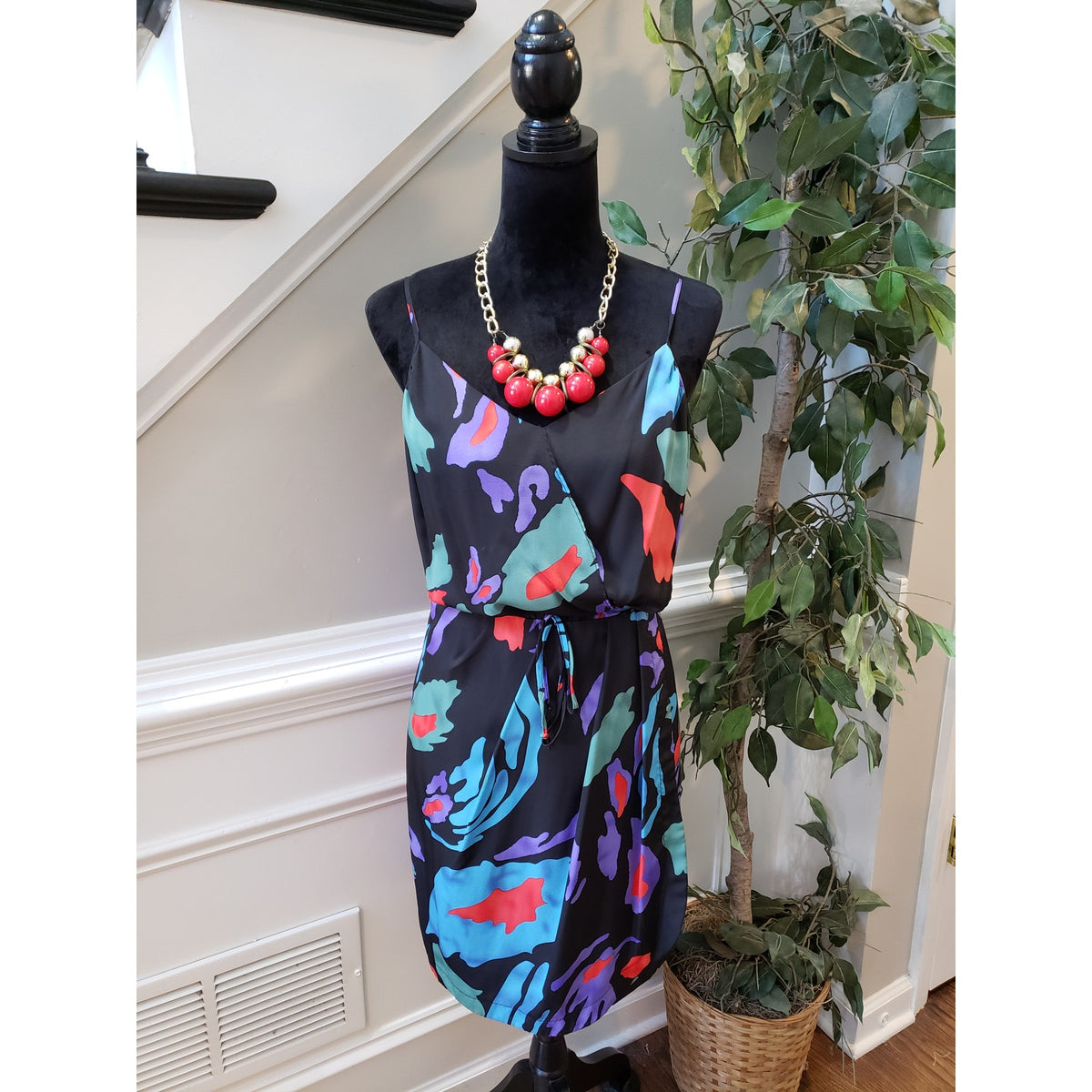 Cato Dress Women's 10 Black Multicolor Abstract Print Sleeveless Party Casual