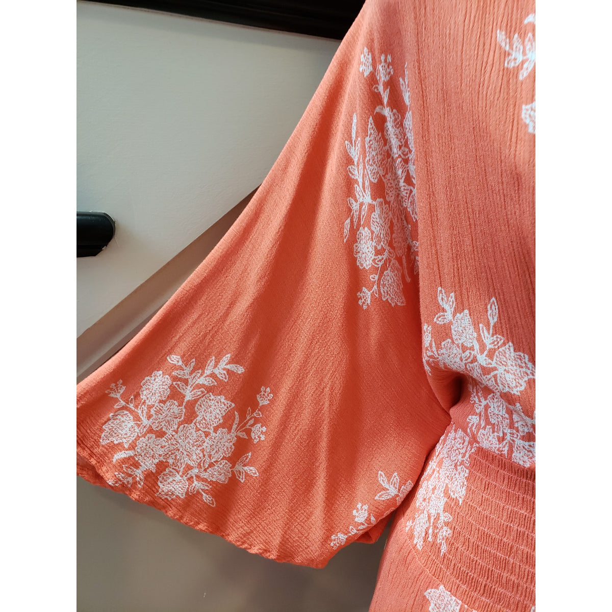 Oddi Long Maxi Dress Women's Size 2XL Orange Smocked Waist V Neck Kimono Sleeve