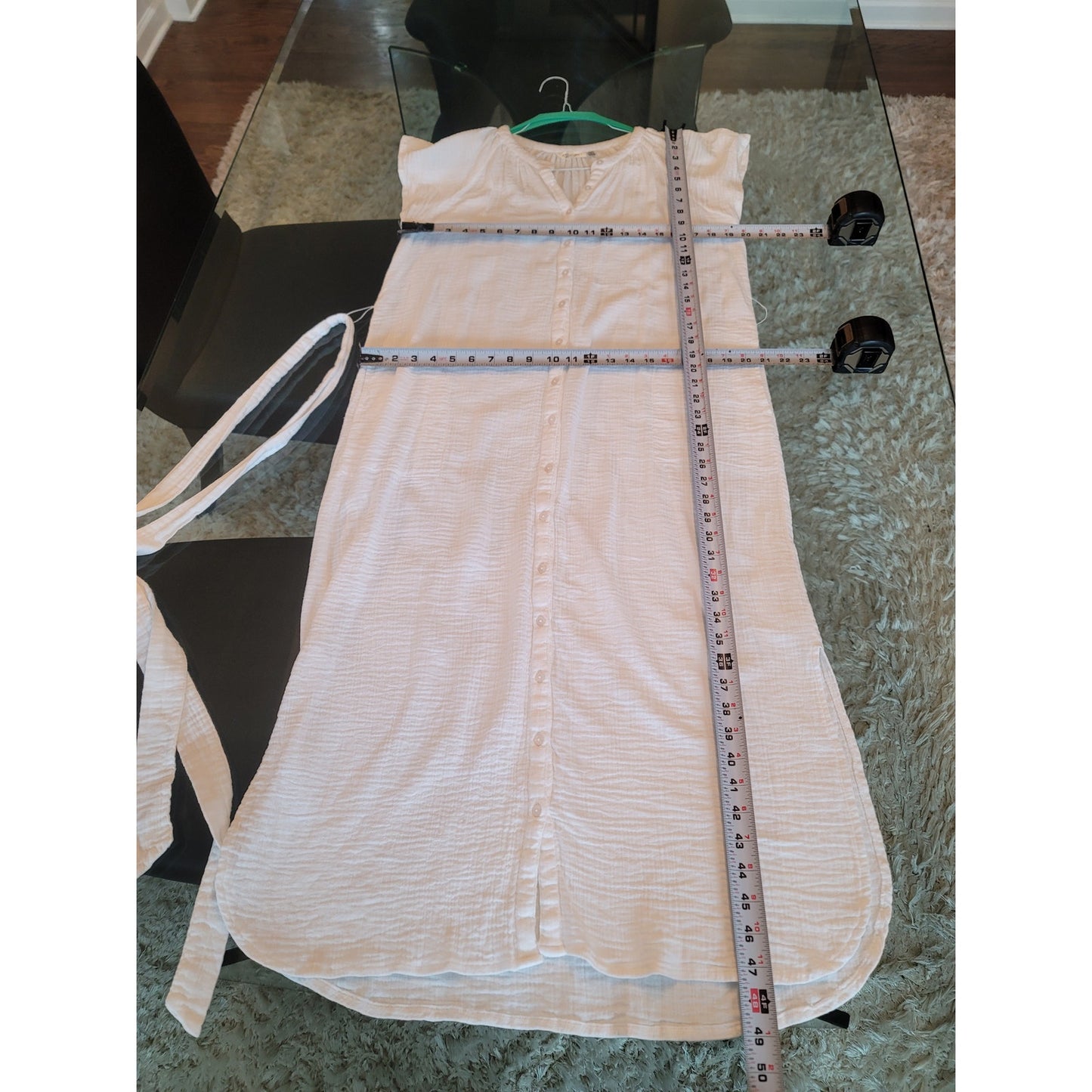 RD Style Button Down Dress Women Medium White Cotton Lightweight Casual