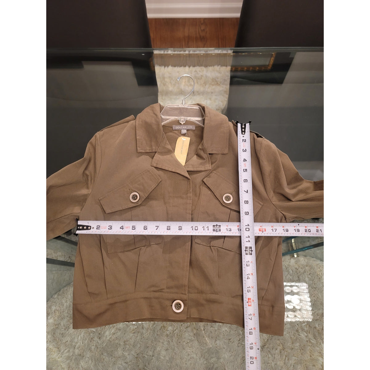 Dont Ask Why Military Jacket Women One Size Olive Green Button Front Long Sleeve
