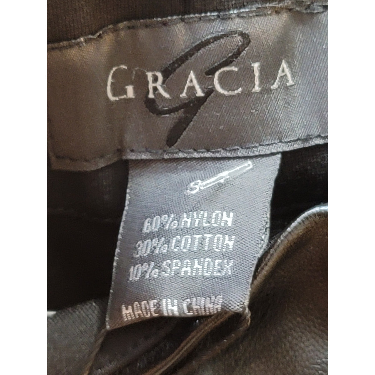 Gracia Skinny Pant Women's Small Black Front Faux Leather Panel Zipper Pockets