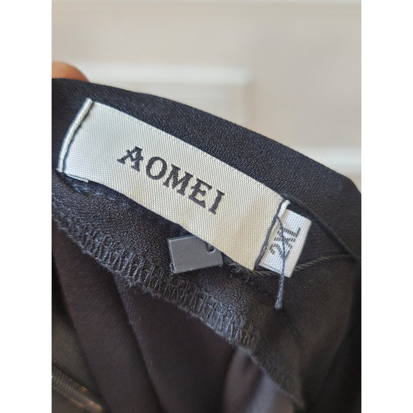 AOMEI Skirt Women's Size L Black Fringed Dance Midi Pleated Stretch Polyester