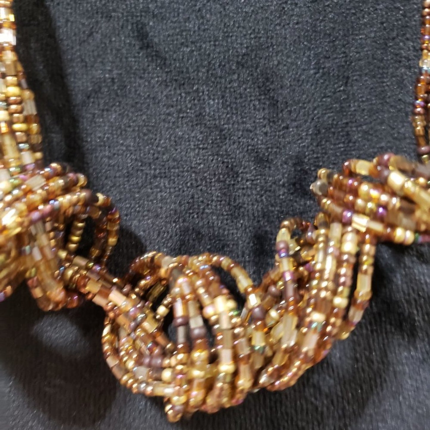 Womens Fashion Multicolor Multistrand Chunky Seed Bead Necklace with Lobster