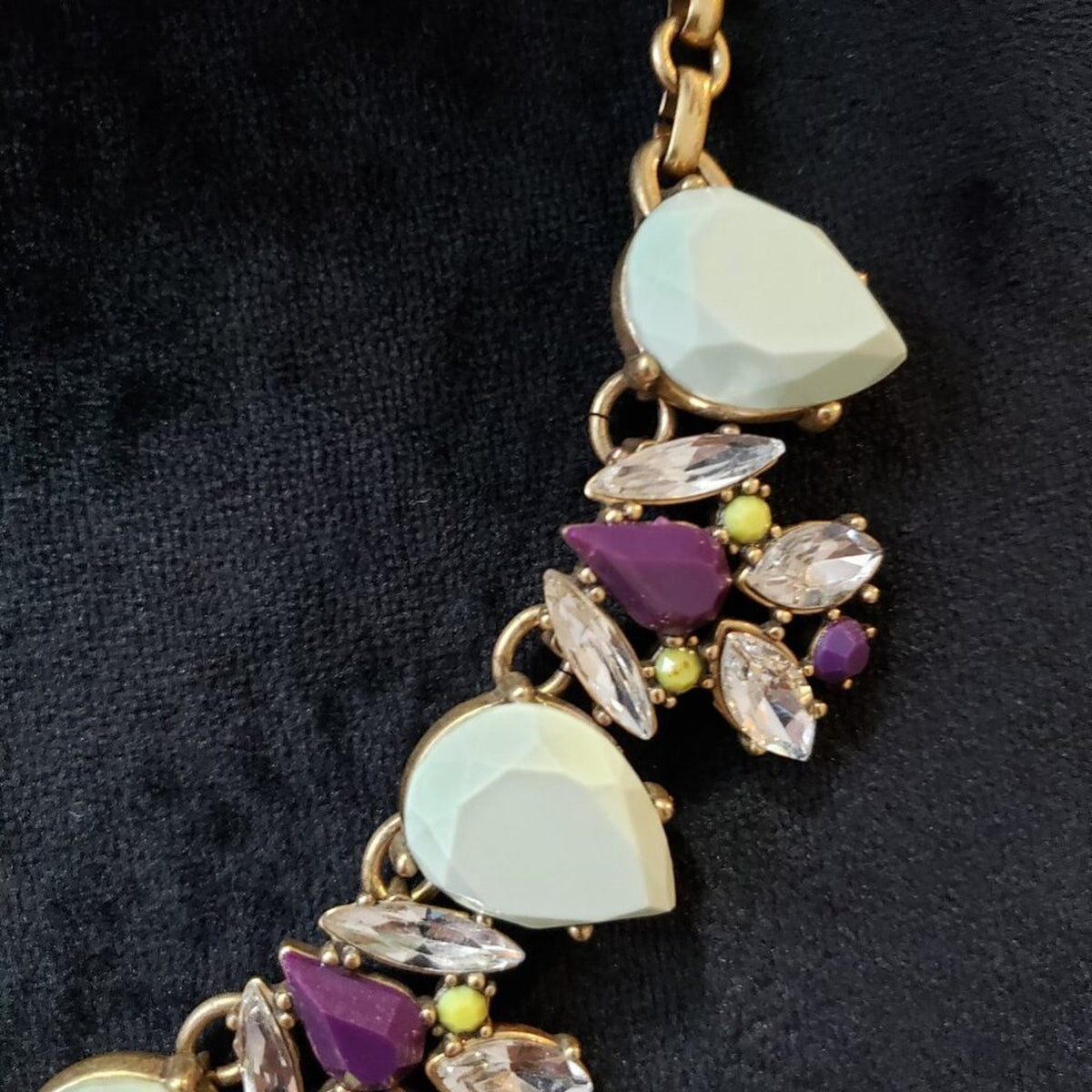 J.CREW Necklace Womens Multicolor Rhinestone Gold Tone Chain with Lobster Clasp
