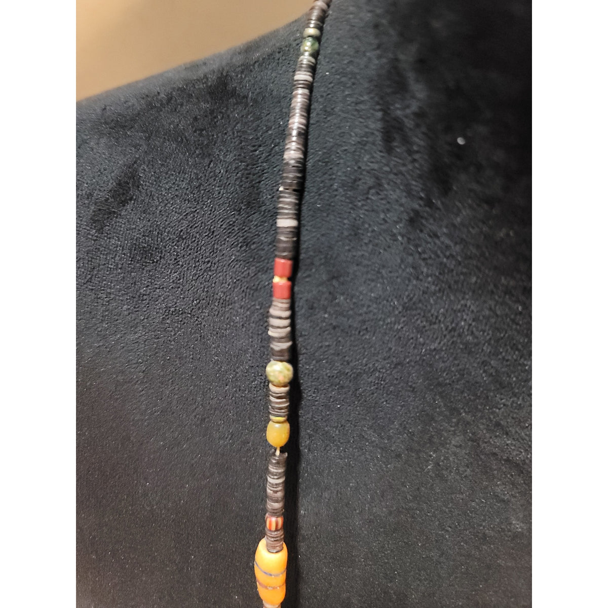 Women's Vintage Indian Boho Beaded Pendant Necklace With Hand Painted Art