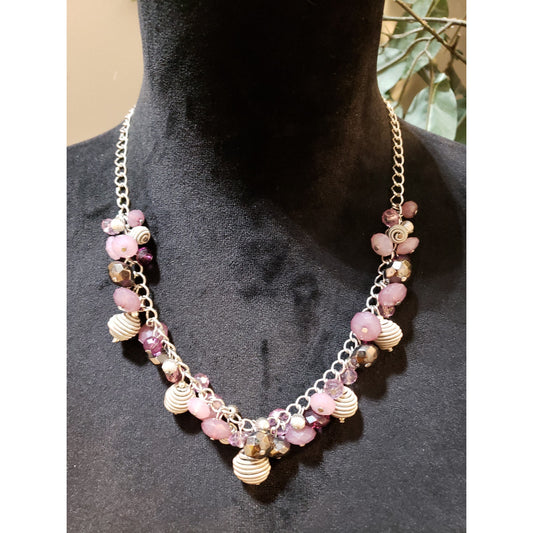 Womens Fashion Gold Tone Multi Acrylic Metal Ball Beads Cluster Necklace Jewelry