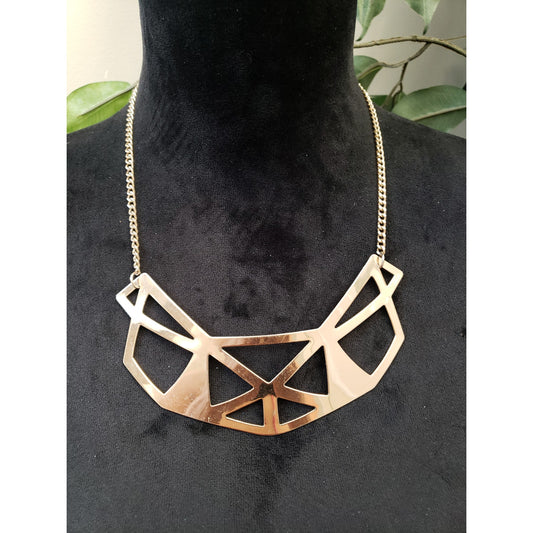 Womens Graceful Gold Tone Geo Cutout Statement Necklace Jewelry with Lobster