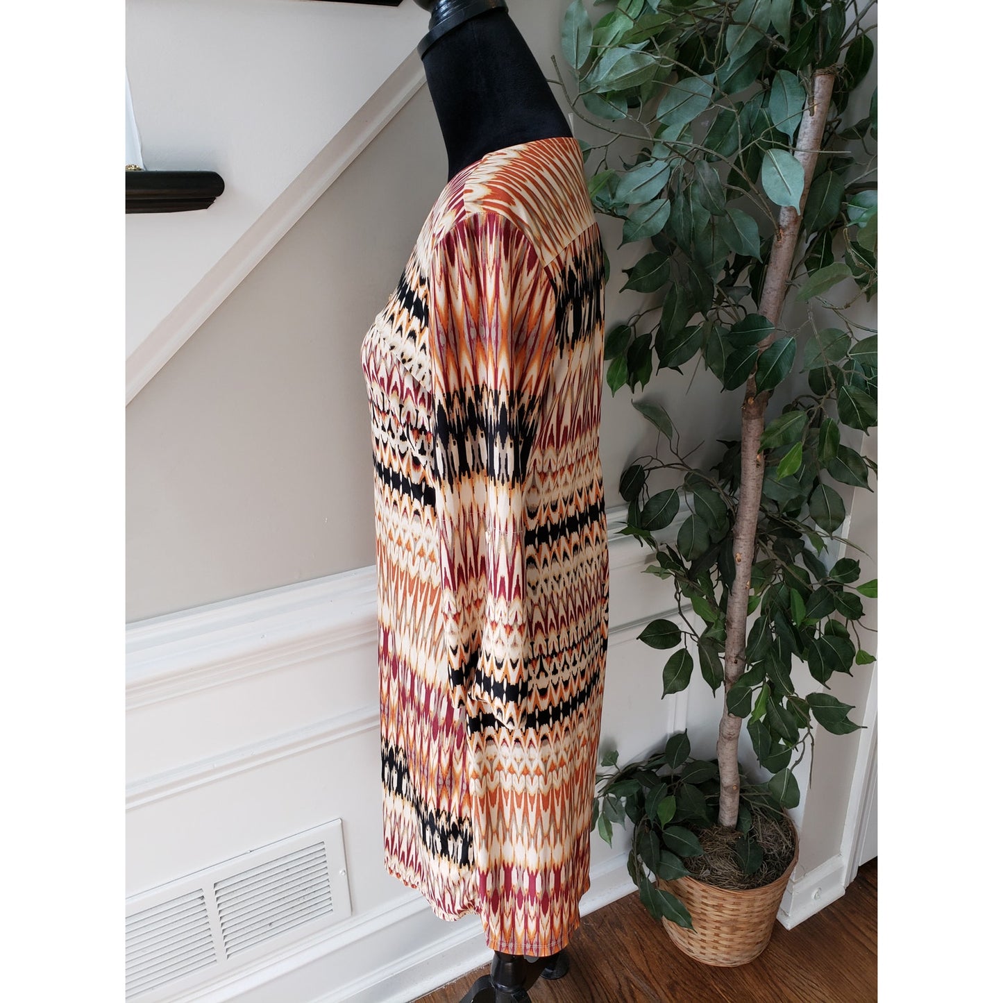 Tacera Midi Dress Womens S Multi Patterned Polyester Foldable Sleeve Quarter Zip