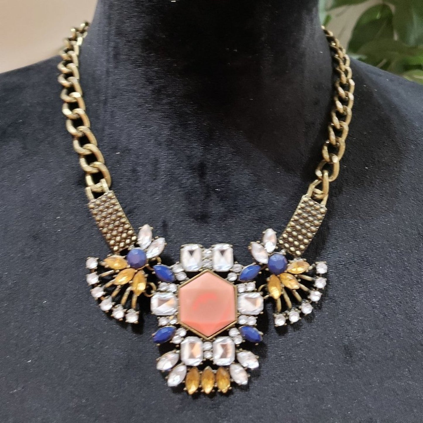 Womens Fashion Rhinestone Marquise Gold Tone Pendant Necklace with Lobster Clasp
