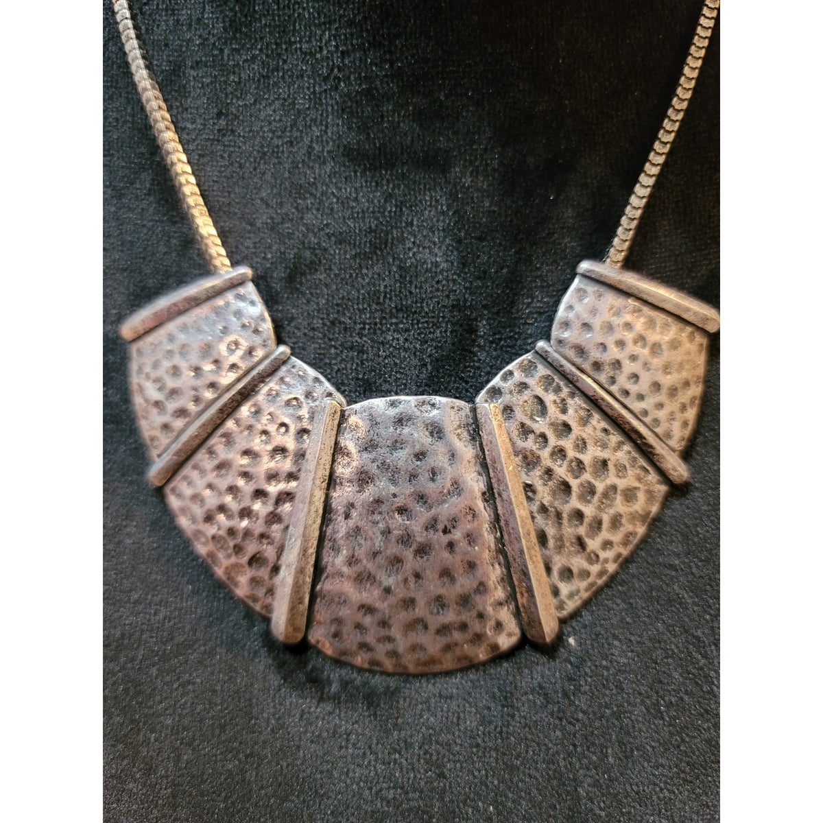Women's Handmade Silver Metal Statement Necklace with Adjustable Chain