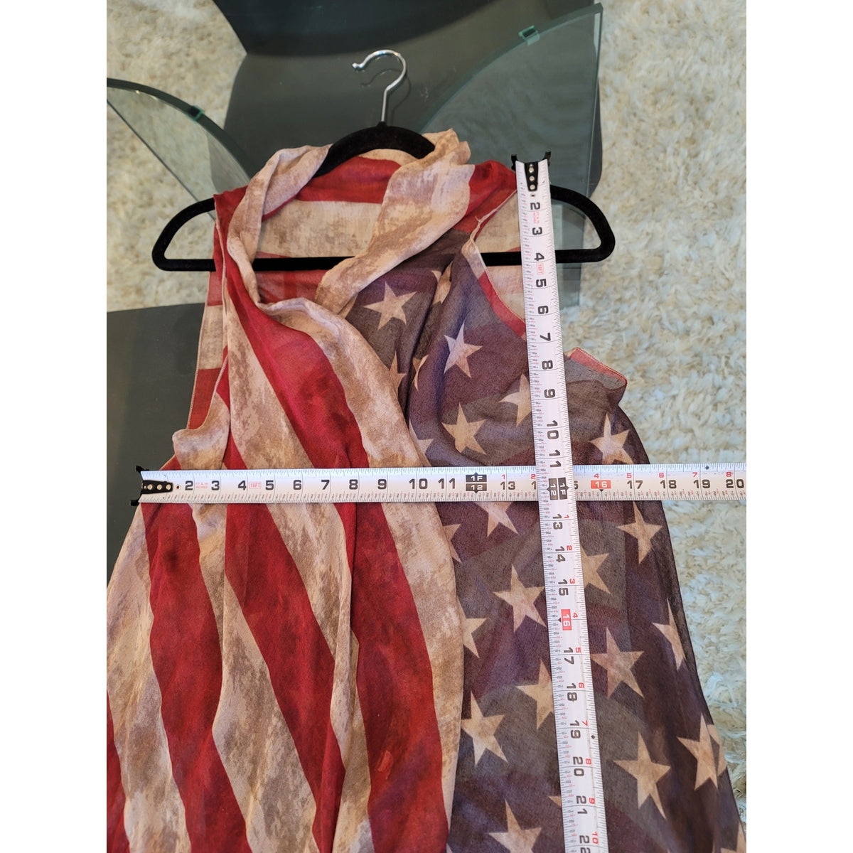 4th of July USA Flag Sheer Vest Women's Chest Large Multicolor Sleeveless