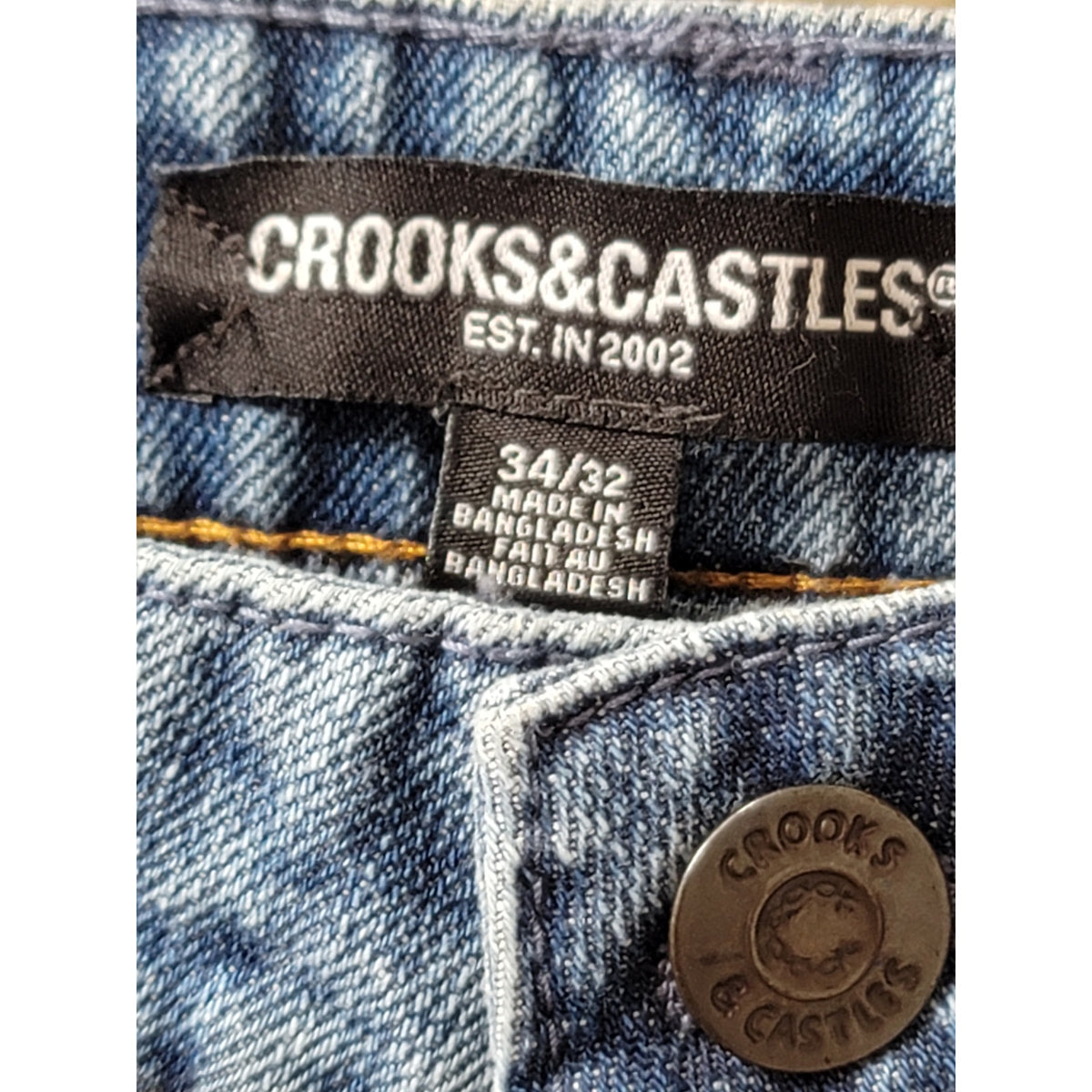 Crooks & Castles Distressed Jeans Men's 34/32 Light Blue 100% Cotton Straight