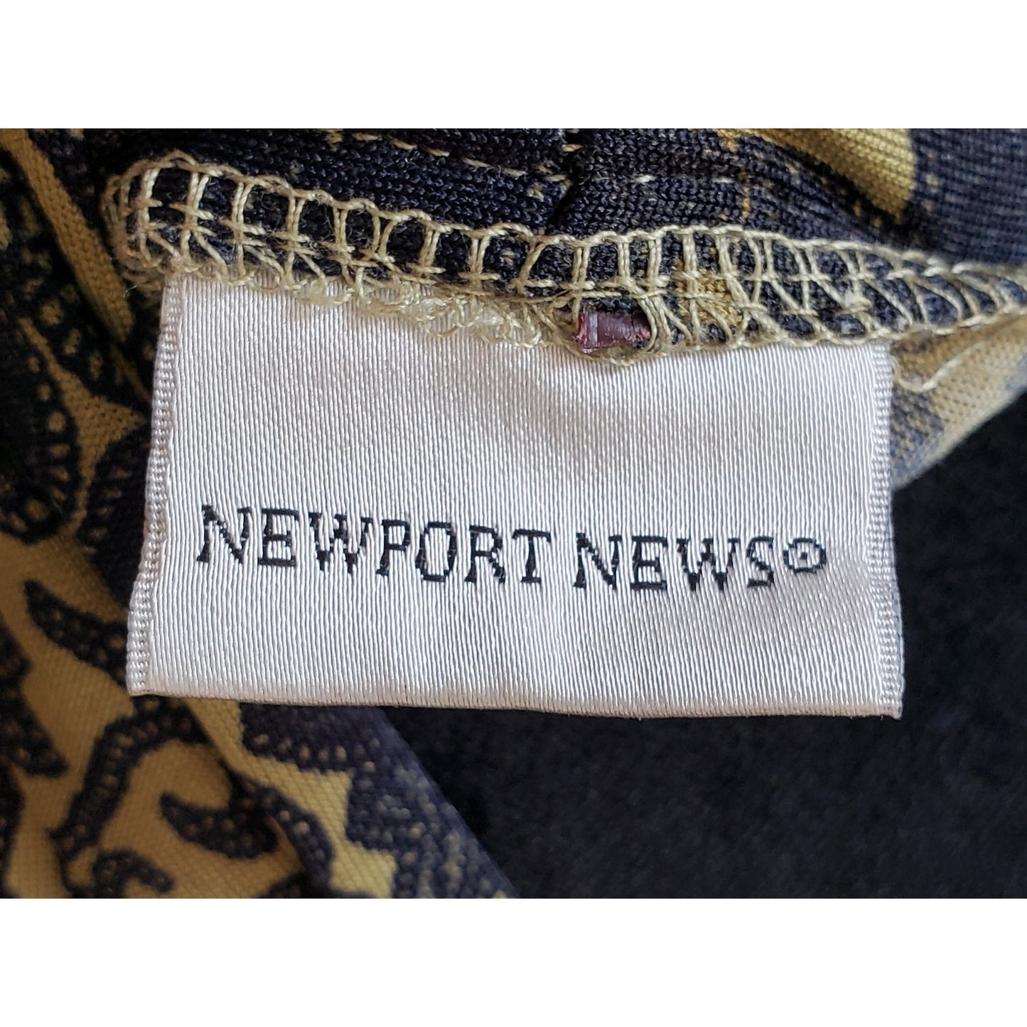 Newport News A-Line Dress Womens Small Gold Blue Floral Empire Waist V Neck
