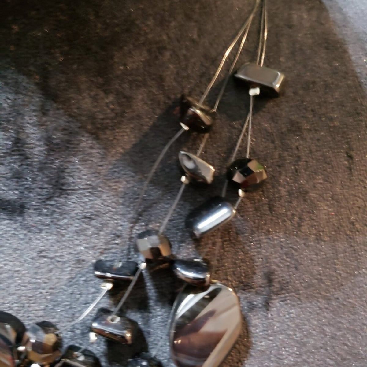 Womens Fashion Black Enamel Stone 4 Layered Necklace Jewelry w/ Lobster Clasp