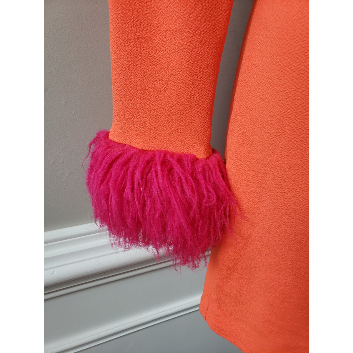 SHEIN Bodycon Dress Women's Medium Orange Long Fringe Sleeve Mock Neck Pullover