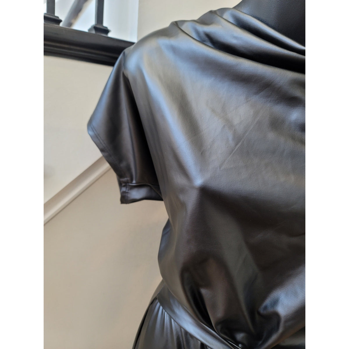 Fashion Nova Faux Leather Jumpsuit Women’s Size XS Black Short Sleeves