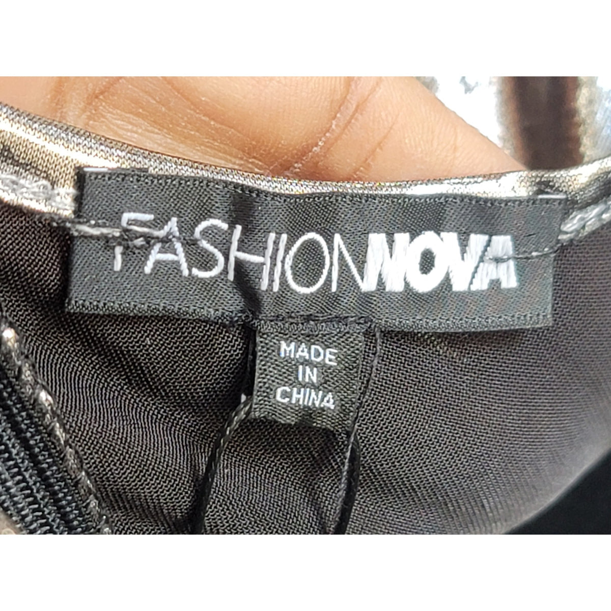 Fashion Nova One Shoulder Jumpsuit Women Large Metallic Silver Club Party Outfit